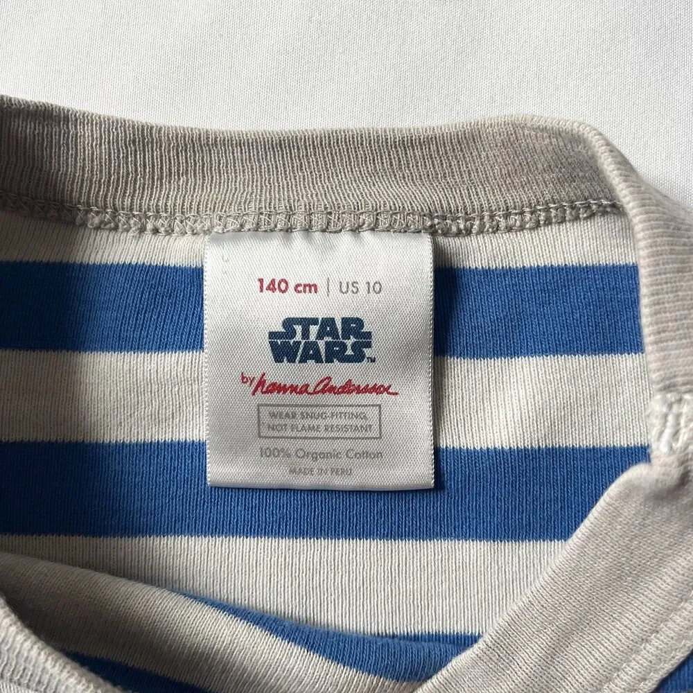 Hanna Andersson Star Wars R2-D2 Pajamas Top Bottom 10/140 Stripe Blue Organic